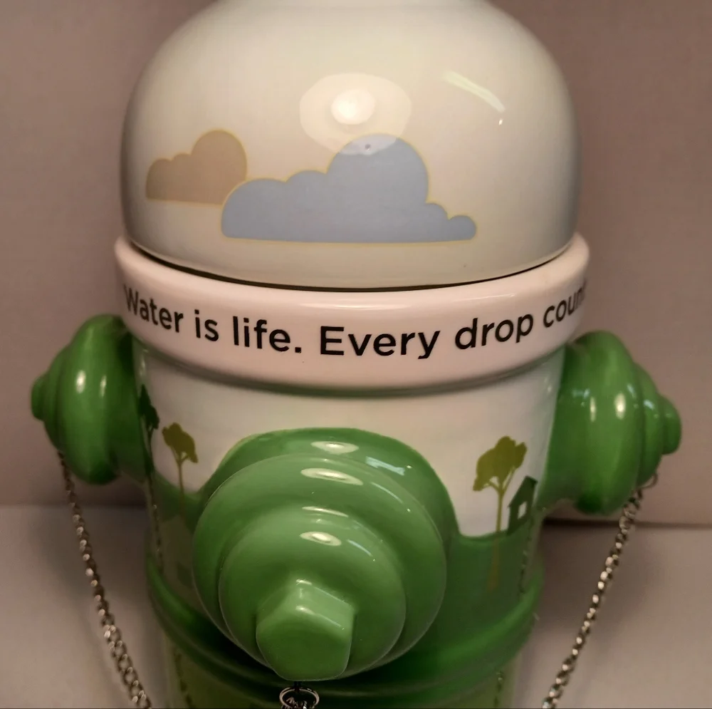 Core & Main 2022 Promo Ceramic Fire Hydrant Cookie Jar, Water is Life 11.5”